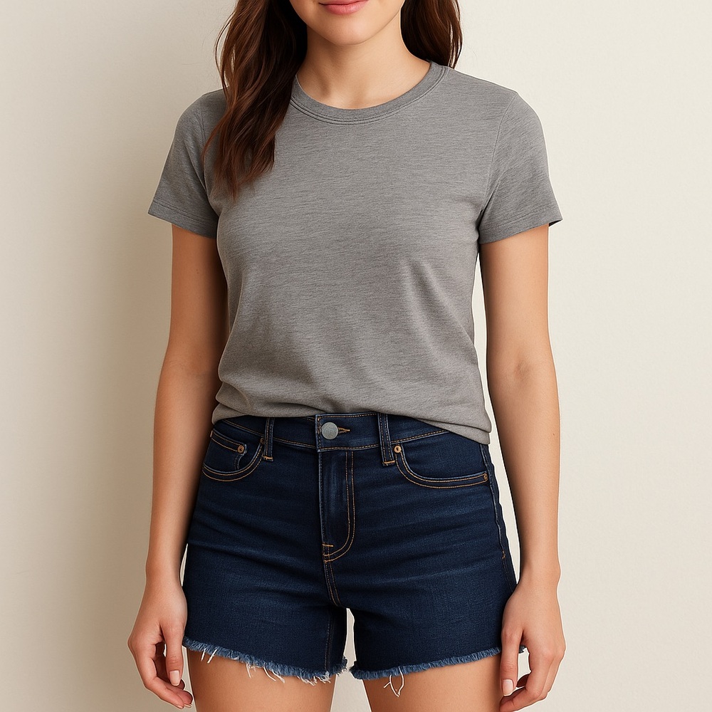 American Eagle Outfitters Dark Wash Denim Jean Shorts Size 4 Distressed Cutoff